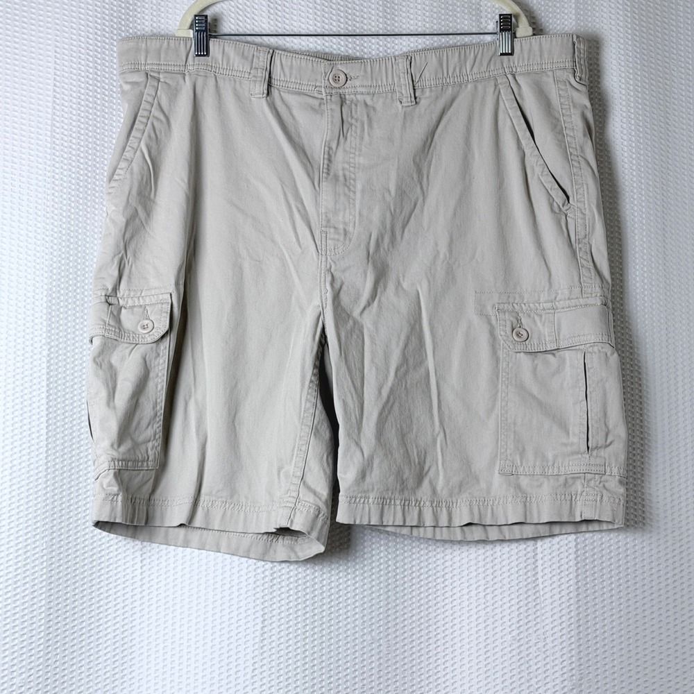 St Johns Bay Cargo Shorts Men 44  Khaki Utility Cotton Outdoor Summer Big & Tall